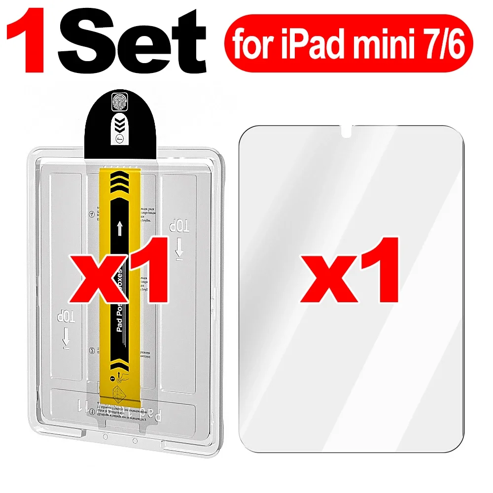 Protetor de tela de fácil instalação para iPad Mini 8,3 "A17 Pro 7a/6a geração 2024/2021 Vidro temperado para iPad Mini 7/6 8,3 polegadas