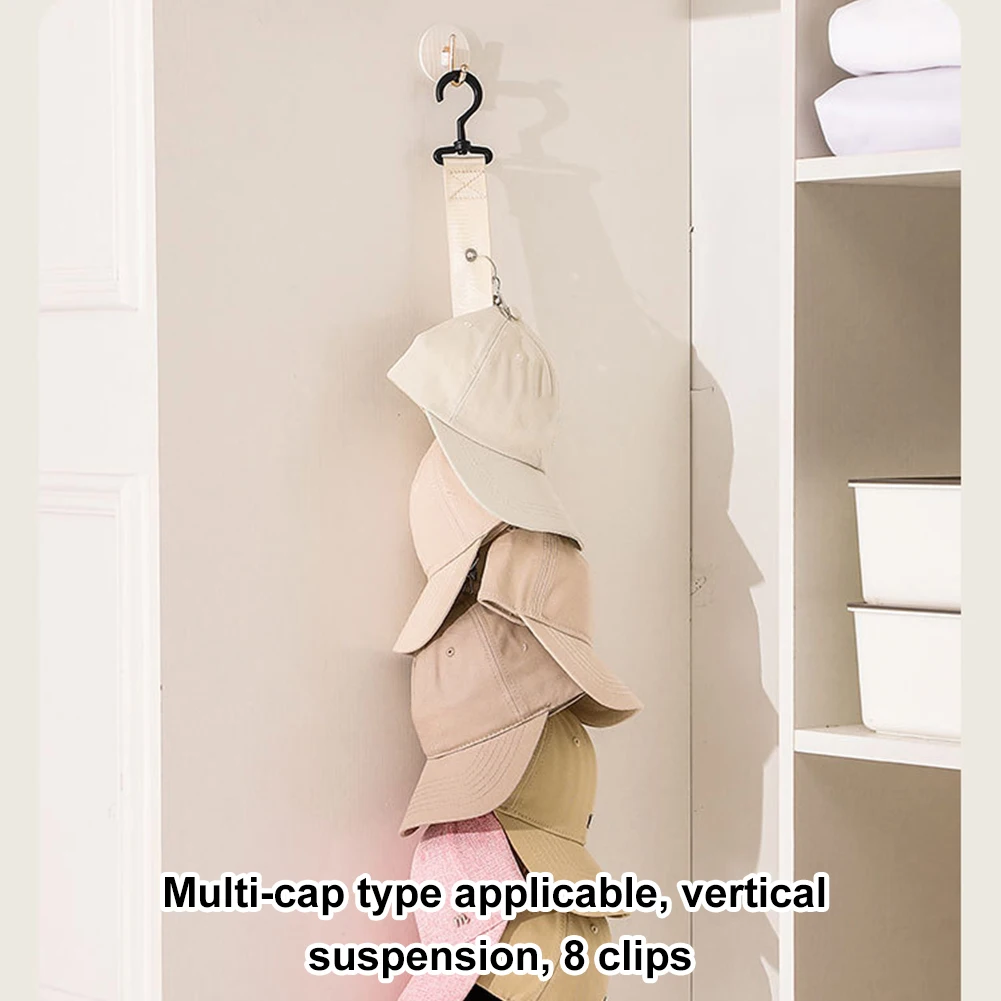 Hanging Hat Rack with Hook & Metal Clips Hat Collections Caps Rack Anti-Slip Baseball Caps Stand for Baseball Caps Golf Caps