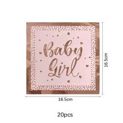 Pink Rose Gold Birthday Party Disposable Tableware Set - As picture show (20pcs napkins)
