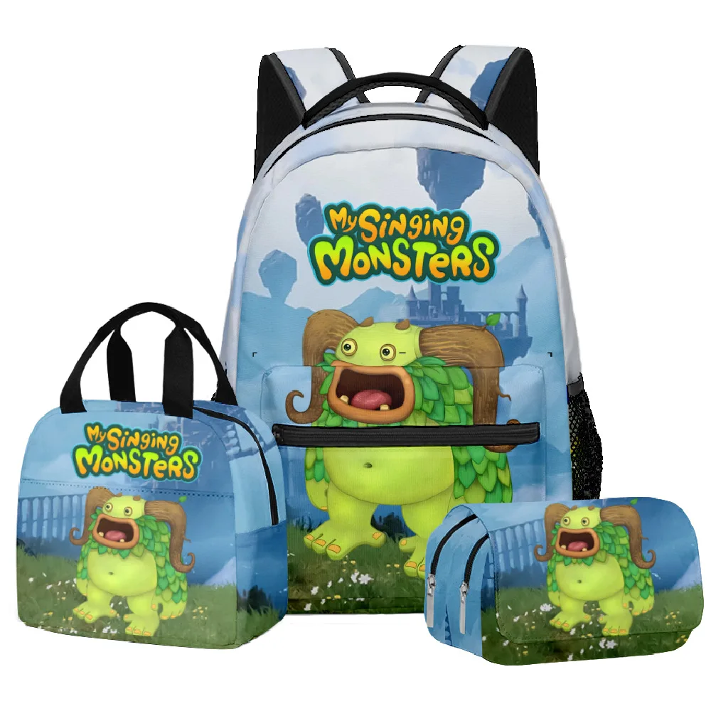 

Популярные новые Поющие Монстры в стиле хип-хоп, набор из 3 шт. с 3D принтом, школьные ранцы для учеников, дорожный рюкзак для ноутбука, сумка для обеда, ранцы