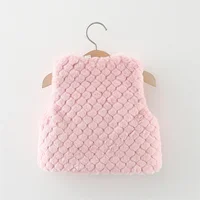 Toddler Winter Fury Coat Baby Girl Bowknot Solid Color One Button Loose And Versatile Outerwear Artificial Fur Vest 4