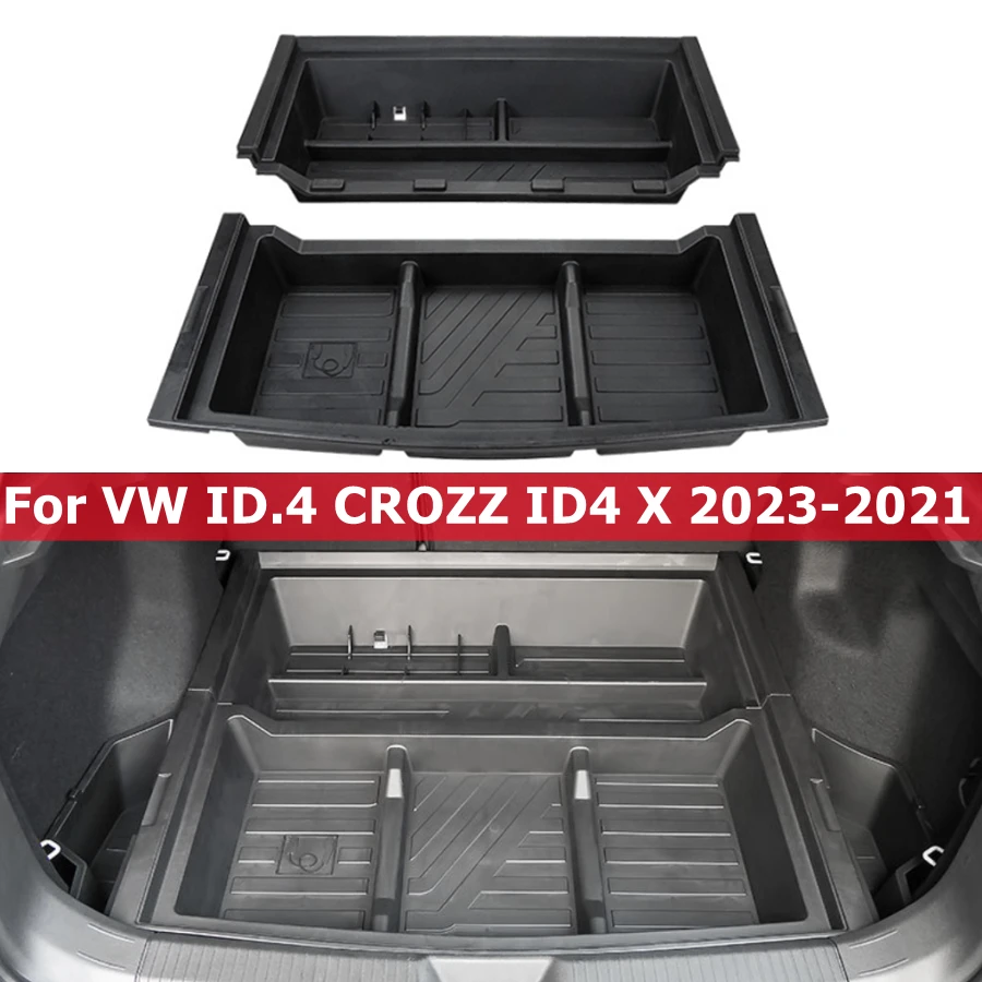 Für VW ID.4 CROZZ ID4 X 2023-2021 Auto Hinten Stamm Boden Lagerung Box  Organizer Seite ABS Lagerung Fall ID4 Zubehör - AliExpress