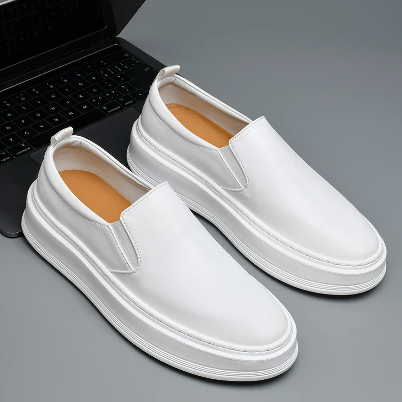 Men's Leather Casual Shoes Thick Soles Durable Minimalist Summer Design Men's Oxford Shoes Versatile Commuting Work Shoes 4