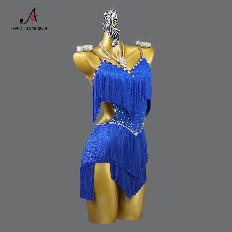 Latin Performance Dance Dress Women Sexy Outdoor Ballroom Party Fringe Skirt...