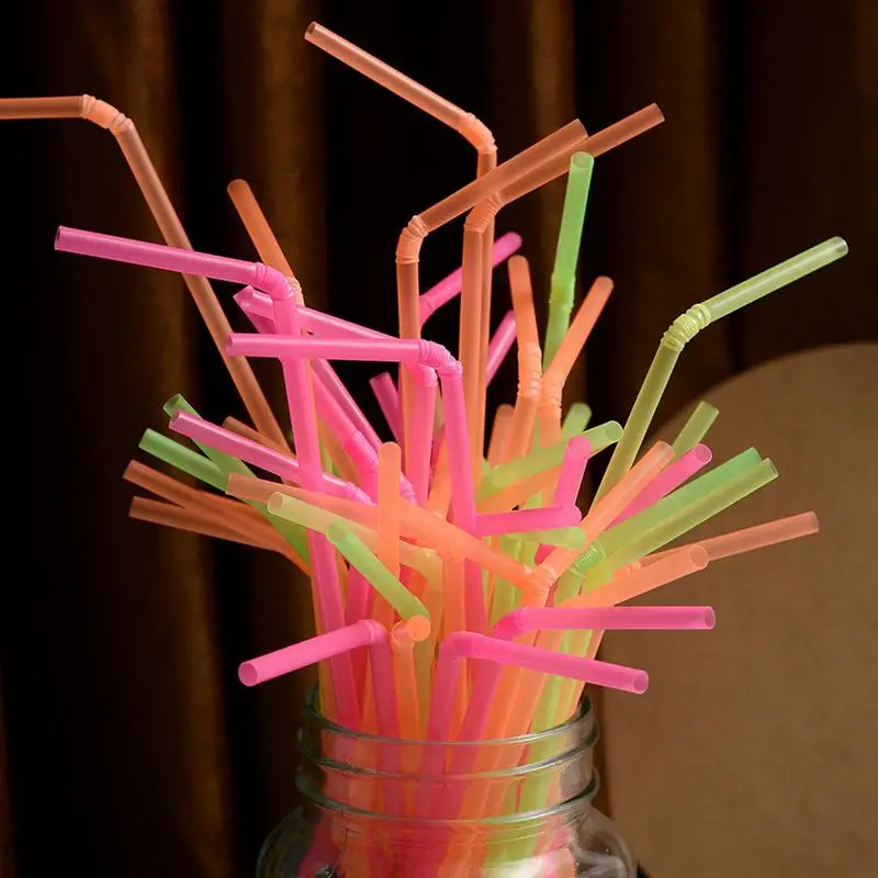 Reusable Flexible Drinking Straws Assorted Colors 100 Pack