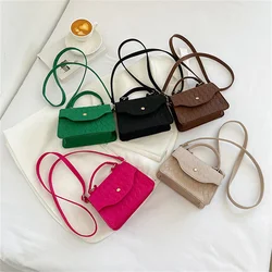 Trendy Square Felt Bag Subaxillary Bag Shoulder Bag Crossbody Women Shopping Bag Solid Color Underarm Handbag Tote Lady Bags New