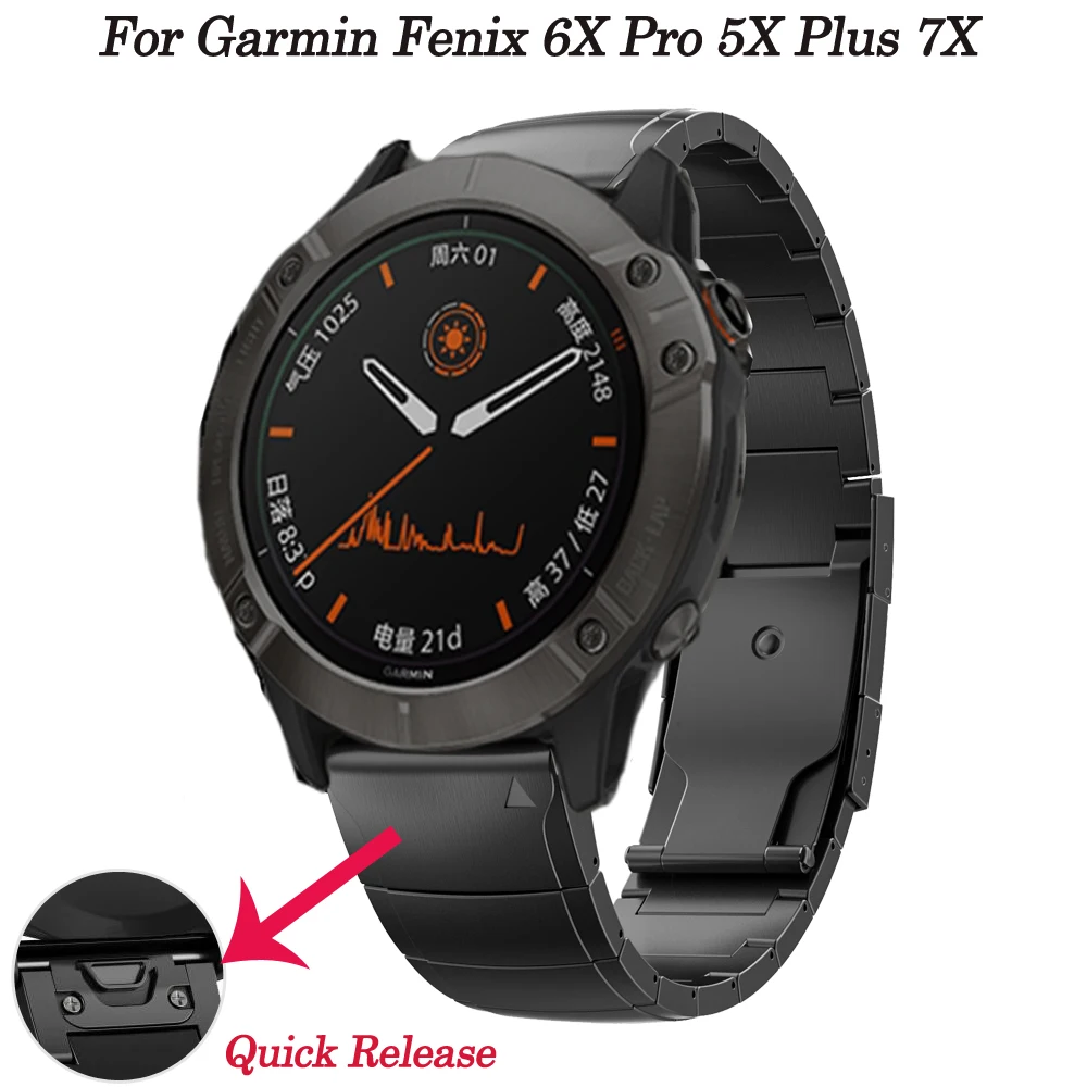 

Ремешок для наручных часов Garmin Fenix 6X Pro 5X 5xplus 7X 3HR, быстросъемный браслет из титана стандарта Mk1 Mk2i, 26 мм