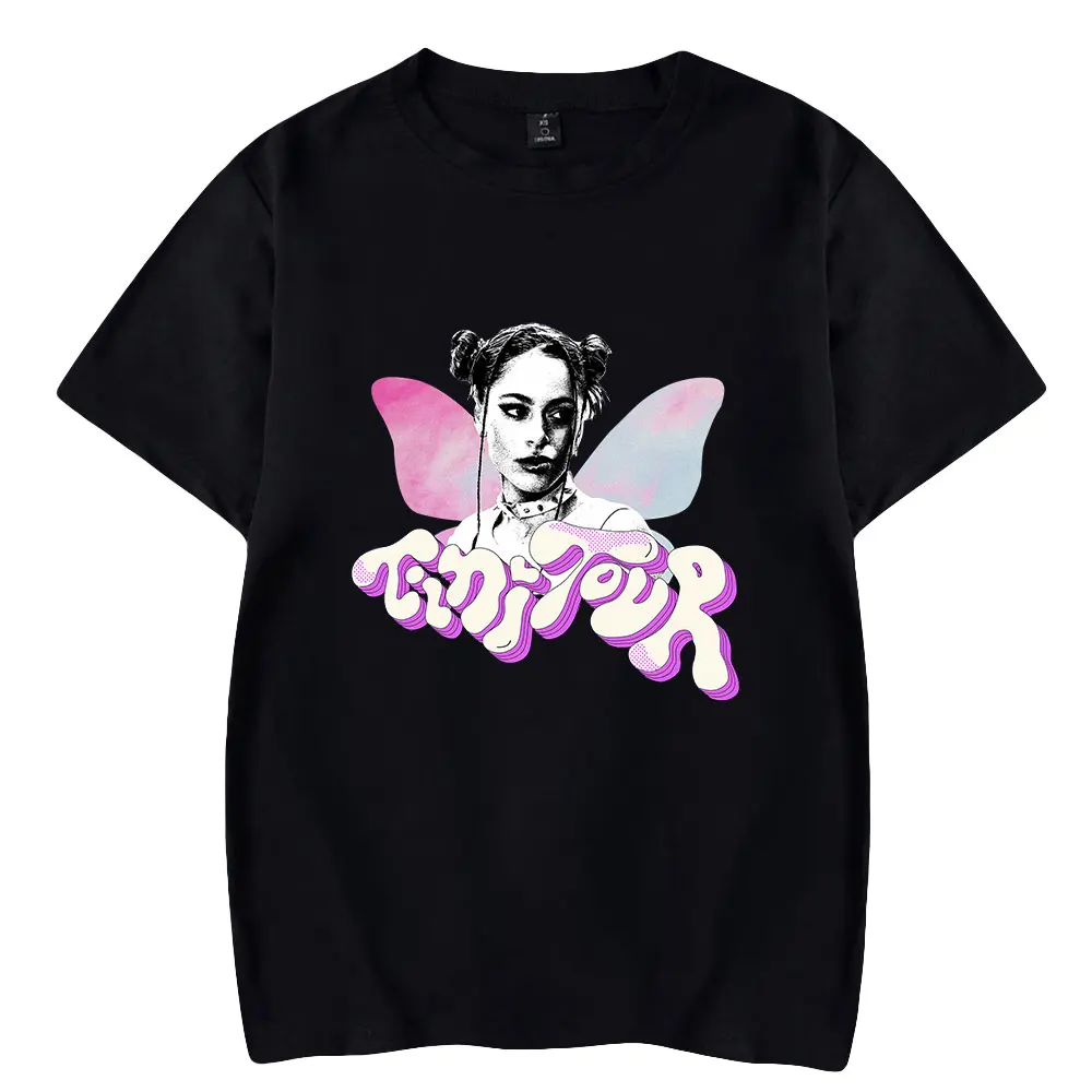 

Футболка унисекс Tini Stoessel с коротким рукавом, уличная одежда для мужчин и женщин, Повседневные пуловеры с круглым вырезом и принтом в стиле Харадзюку, певец