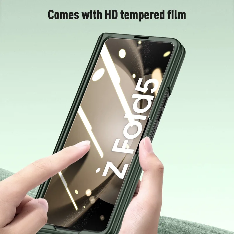 For Samsung Galaxy Z Fold 5 5G Case Luxury Skin-friendly Hinge All-inclusive Shockproof Back Case With tempered glass film