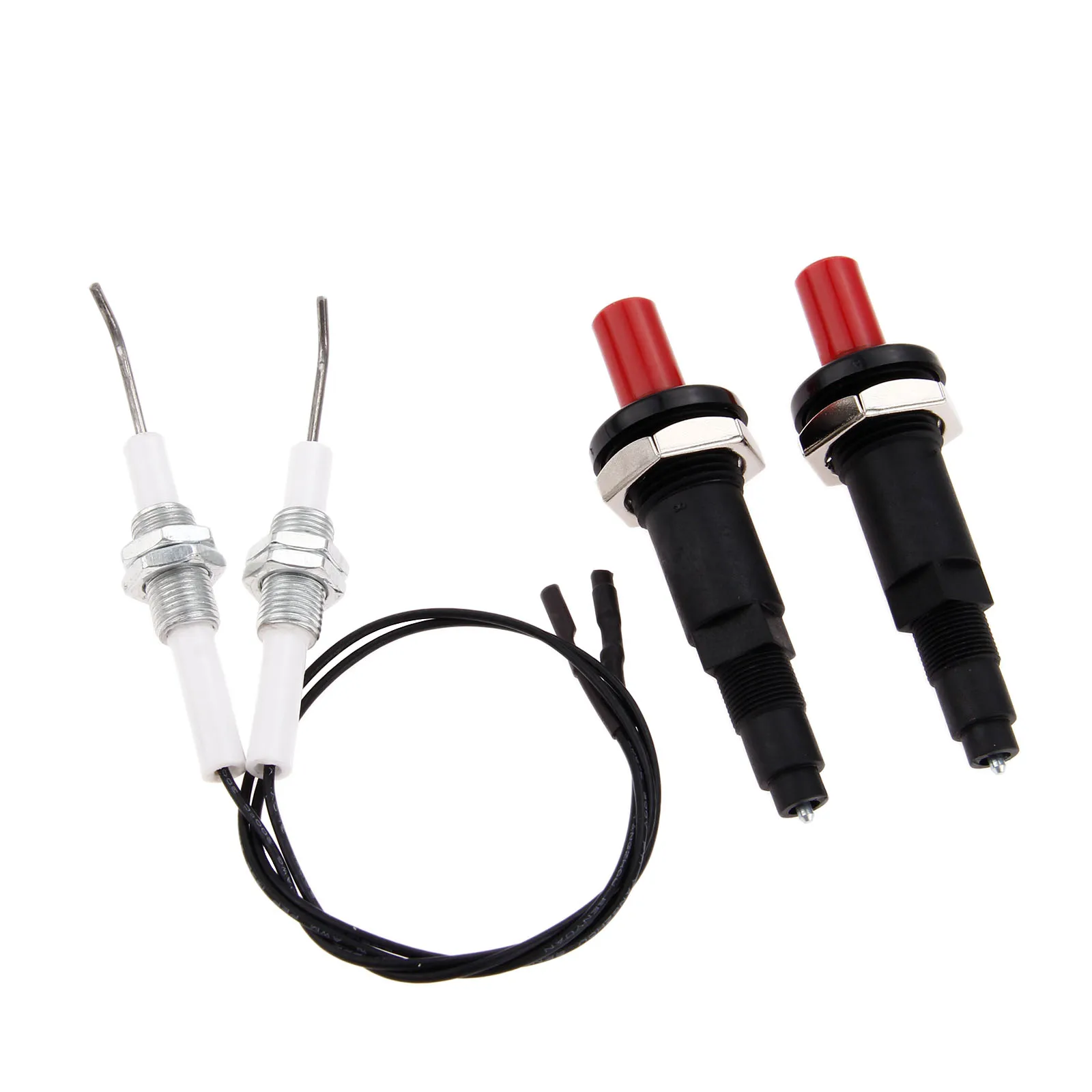 Grill Ignition System 2 Set Propane Push Button Piezo Igniter w/Threaded Ceramic Electrode Ignition Plug for Gas Fireplace/Oven/Heater/Kitchen lgniter