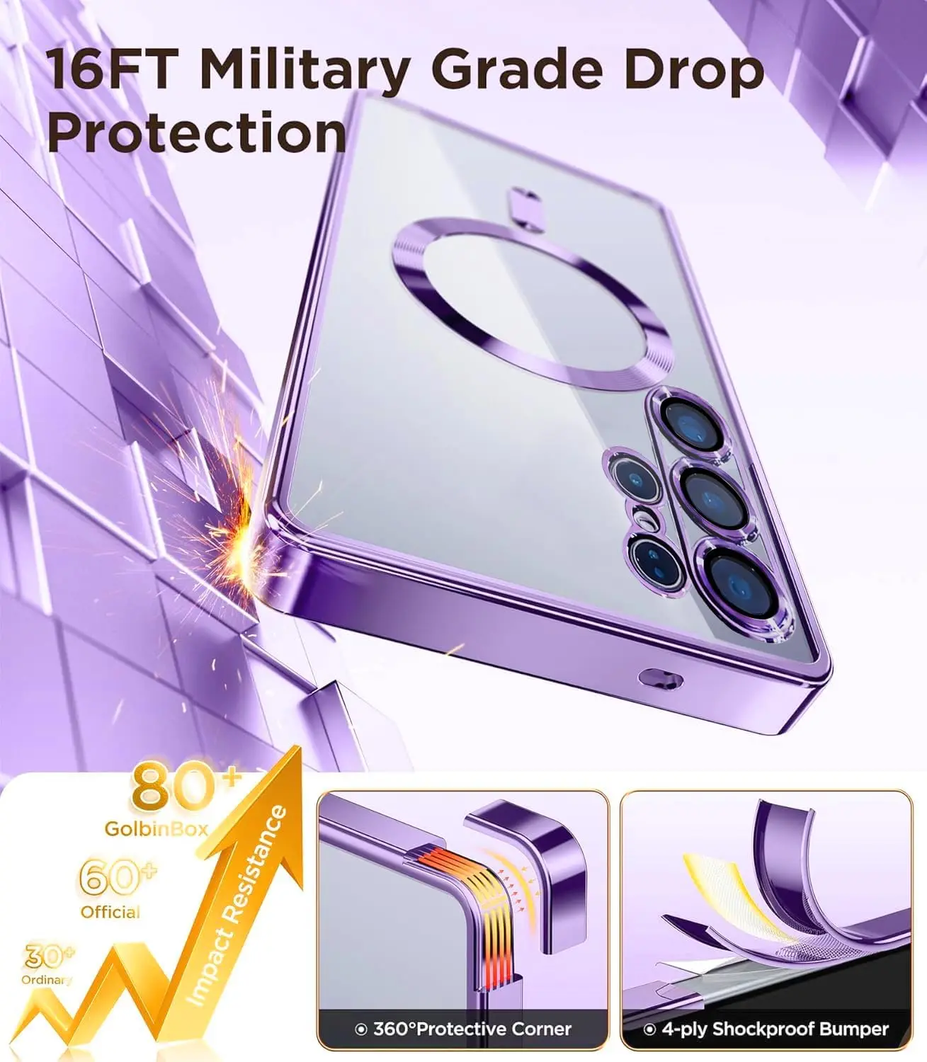 Luxury Metallic Gloss Phone Case with MagSafe and Dual Screen Protectors for Ultimate Protection and Style