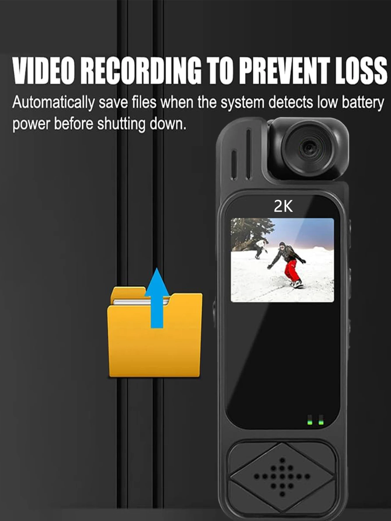 Mini videocamera sportiva HD 2K Videoregistratore digitale portatile esterno BodyCam Videocamera per polizia con visione notturna 180 ° Telecamera per bici rotante - immagine 2
