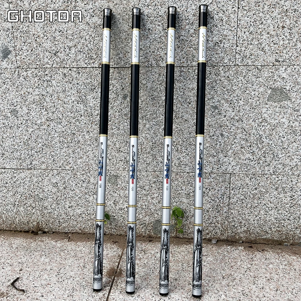 Carbon Fiber Telescopic Fishing Rod Stream Hand Pole Carp Feeder Tenkara  3.6M 4.5M 5.4M 6.3M 7.2M Portable Travel Pesca Canne