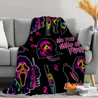 Halloween Horror Movie Blanket,Halloween Small Blanket,Soft Flannel Bed Blanket Living Room Sofa Bedroom Decoration Gift 1