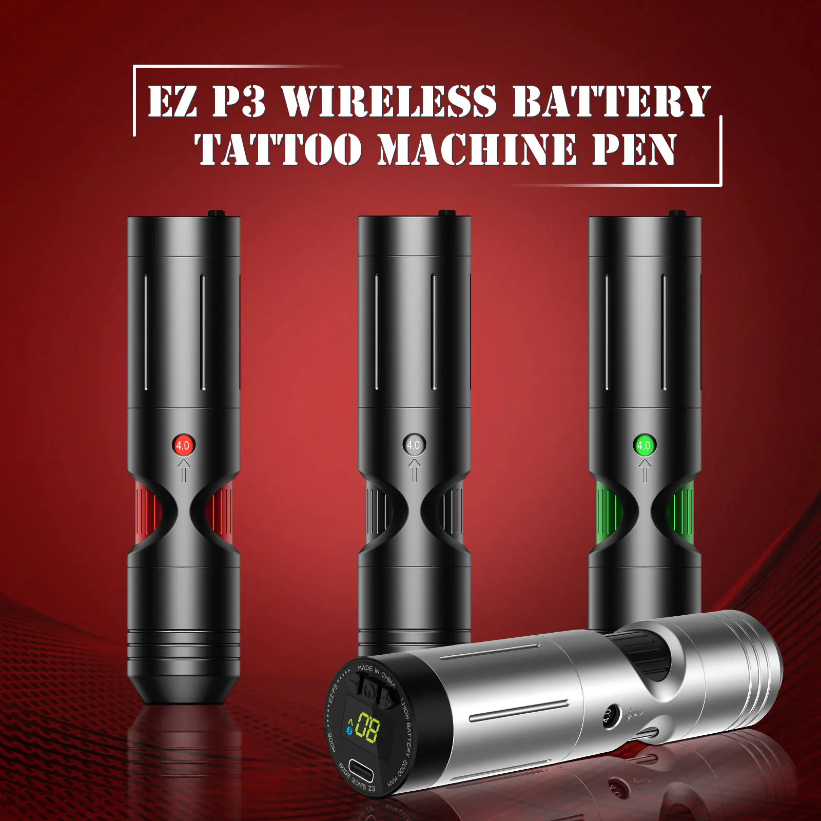

EZ P3 Wireless Tattoo Machine Pen 6 Optional Adjustable Stroke Tattoo Gun Tattoo Permanent Makeup Tattoo Needles 3 Colors
