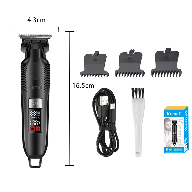 Kemei 2284 Zero Gapped Cordless Hair Trimmer Barber Professional Mens Hair Clippers Finish Haircut Machine Rechargeable Grooming 4
