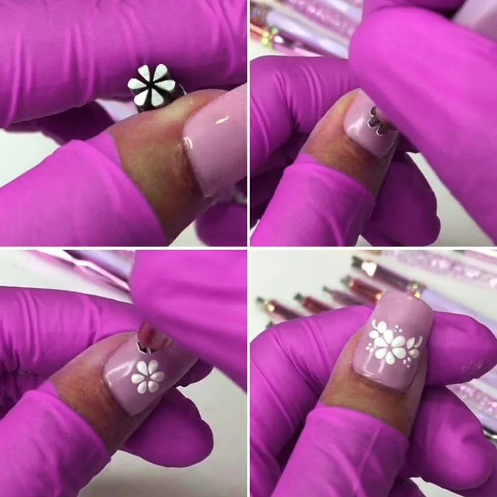 Professional Nail Art Stamp Chic, 4-10pc Pen Nail Stamping Plates 3D Daisy/Star/Butterfly/Heart Nails Template DIY Nail Tool Set 2