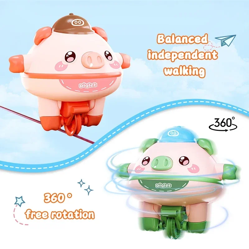 Novelty Tightrope Walking Tumbler Unicycle Toys Cute Balanced Pig Toys Roly-Poly Fingertip Gyroscope Balance Robot 3