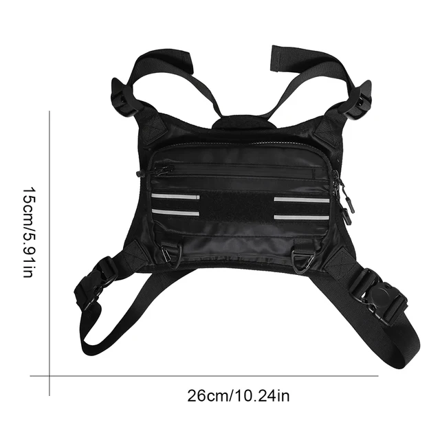 Chest Rig Bag Lightweight Front Chest Pack Water Resistant Running Vest Bag with Reflective Strip for Cycling Hiking 5