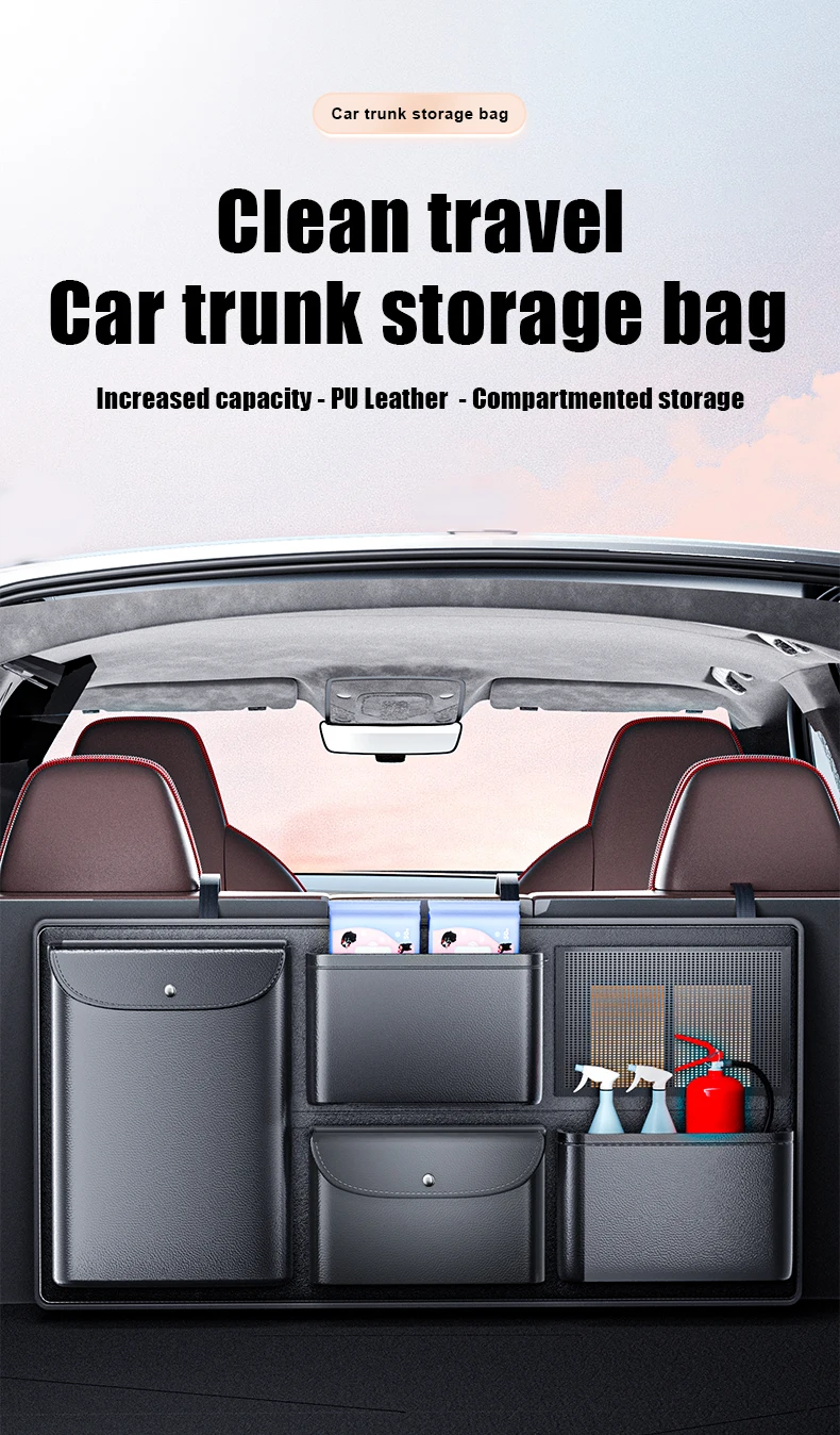 For Tesla All Model Y/3 &other brands Trunk PU Leather Storage Bag big Capacity
