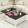 36" Farmhouse Lift Top Coffee Table with Storage, Square Coffee Table with Charging Station, Living Room Center Table 1