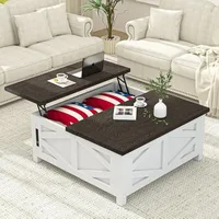 36" Farmhouse Lift Top Coffee Table with Storage, Square Coffee Table with Charging Station, Living Room Center Table 1