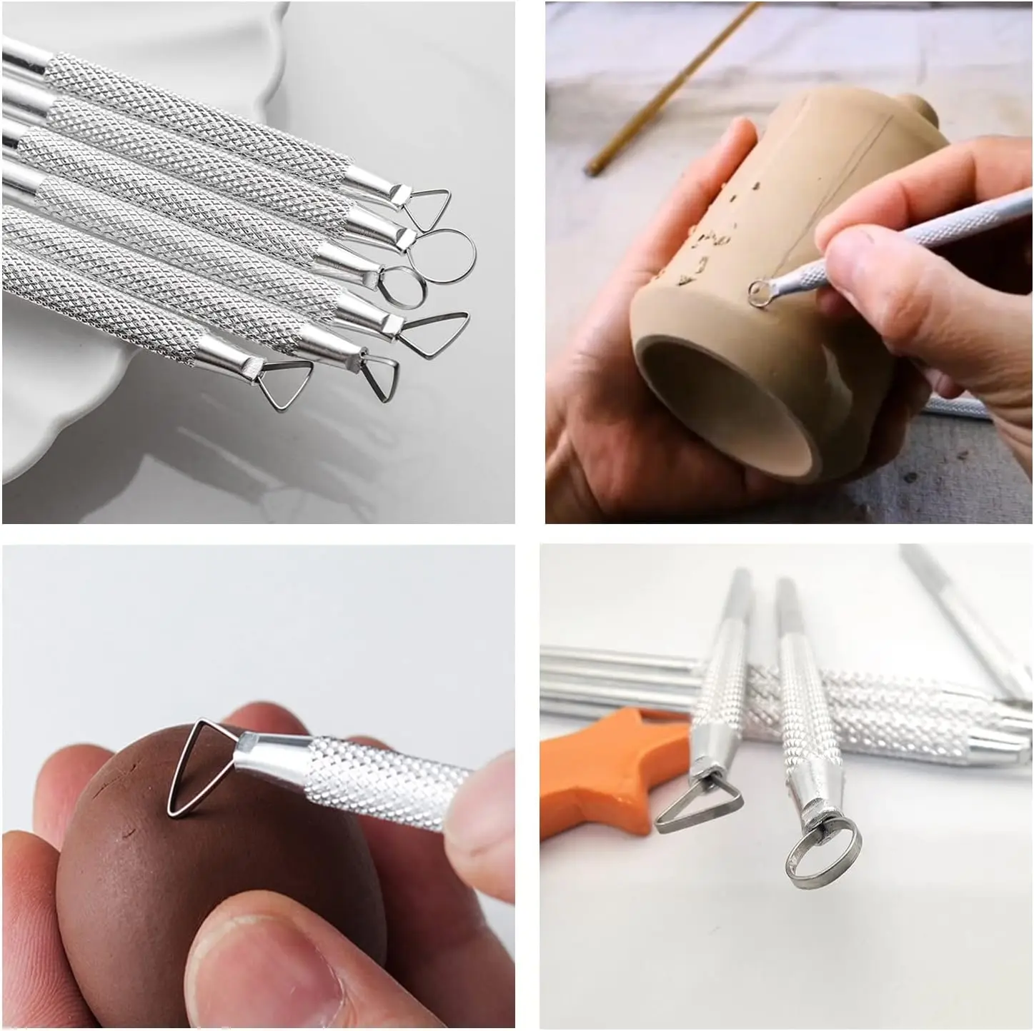 Polymer clay tools Pottery sculpting tools Clay sculpting tools Pottery tools Clay craft tool 3/6/8pcs Texture Pottery Clay Tools DIY Tool Carving Clay Stainless Steel Tool Modeling Hole Punch Ceramics Sculpture Tools