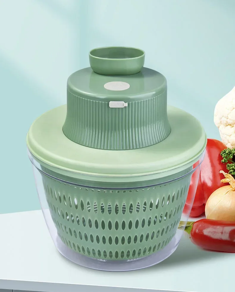 Description Picture 2 of itemElectric Vegetable Cutter 1PC Multifunction Dehydration Blue High Temperature Resistant 4L Drain Vegetable Cutting USB Charging