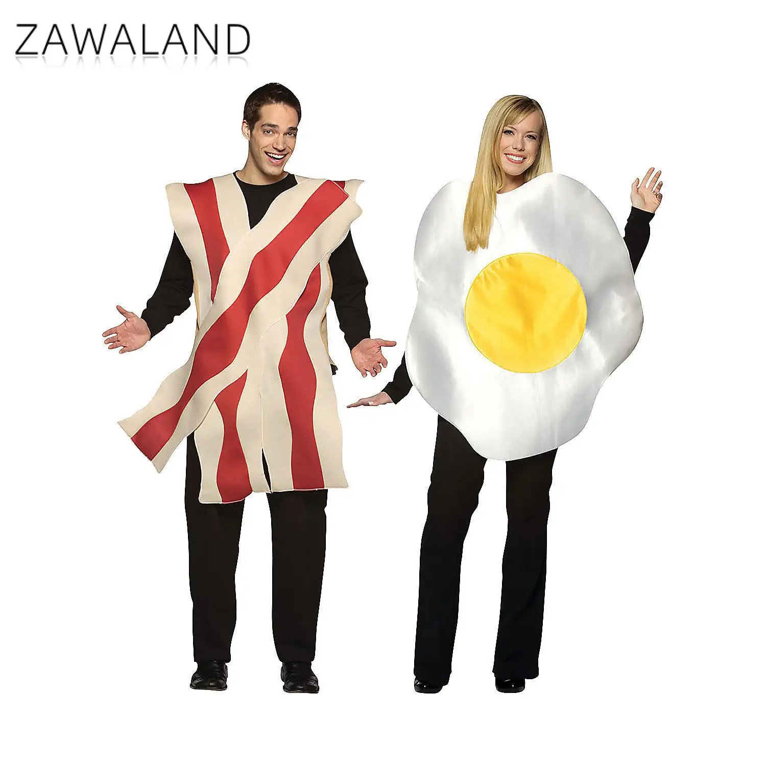 

Zawaland Funny Bacon Eggs Cosplay Food Fruit Party Grilled Meat Vegetables Clothes Halloween Family Outfit Disguisement Suit