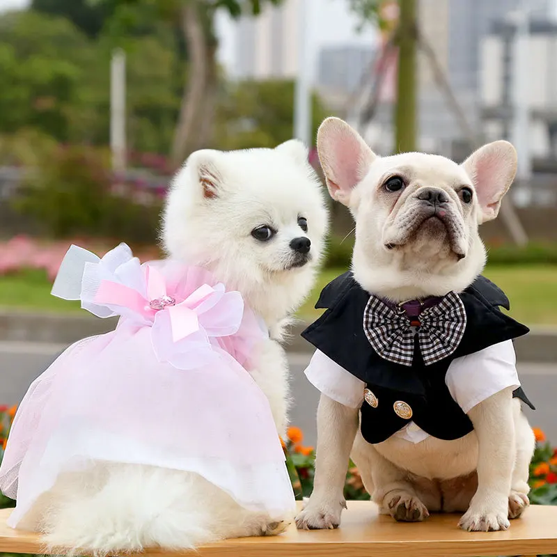 Pet Clothes Dog Cat Puppy Small Medium Poodle Teddy Bulldog Marry Wedding Dress Suit Bow Skirt Chihuahua Schnauzer Pomeranian |