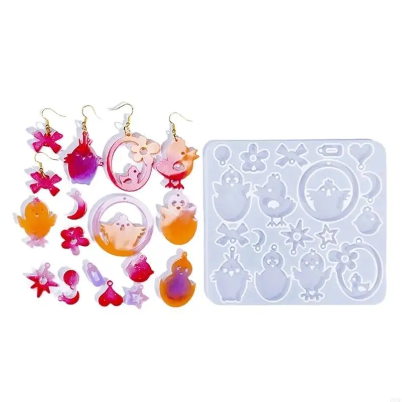 Rabbit Silicone Mold DIY Crystal Earrings Pendant Charm Mould UV Epoxy Resin Molds Keychain Jewelry Making Tool