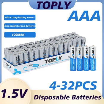 Batterie al Carbonio-Zinco AAA 1.5V, Confezione Economica da 4-32 Pezzi per Dispositivi Elettronici Domestici