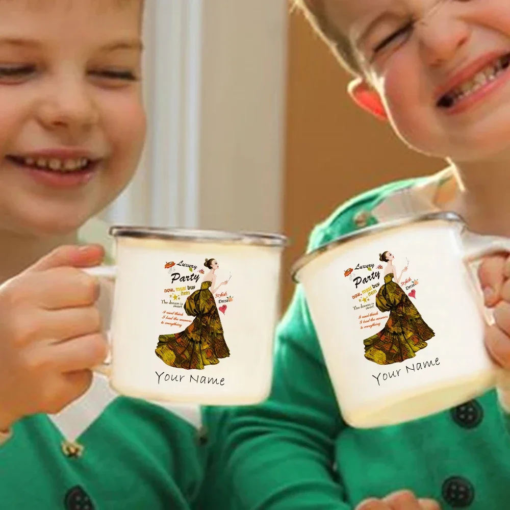 

Creative and Fashionable Lady Customized Enamel Mug Print Your Name on the Mug and Become Your Exclusive Mug Personalized Gift