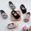 2024 Baby Girl Shoes Comfortable Ballet Princess Butterfly-knot Velvet Soft Sole Toddler Shoes Fashion First Walkers Kid Shoes 1