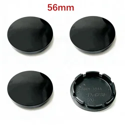 Universal Black Chrome Silver Blank Base Rim Cap Set - 4 Pieces (4 Pcs 56mm Black)