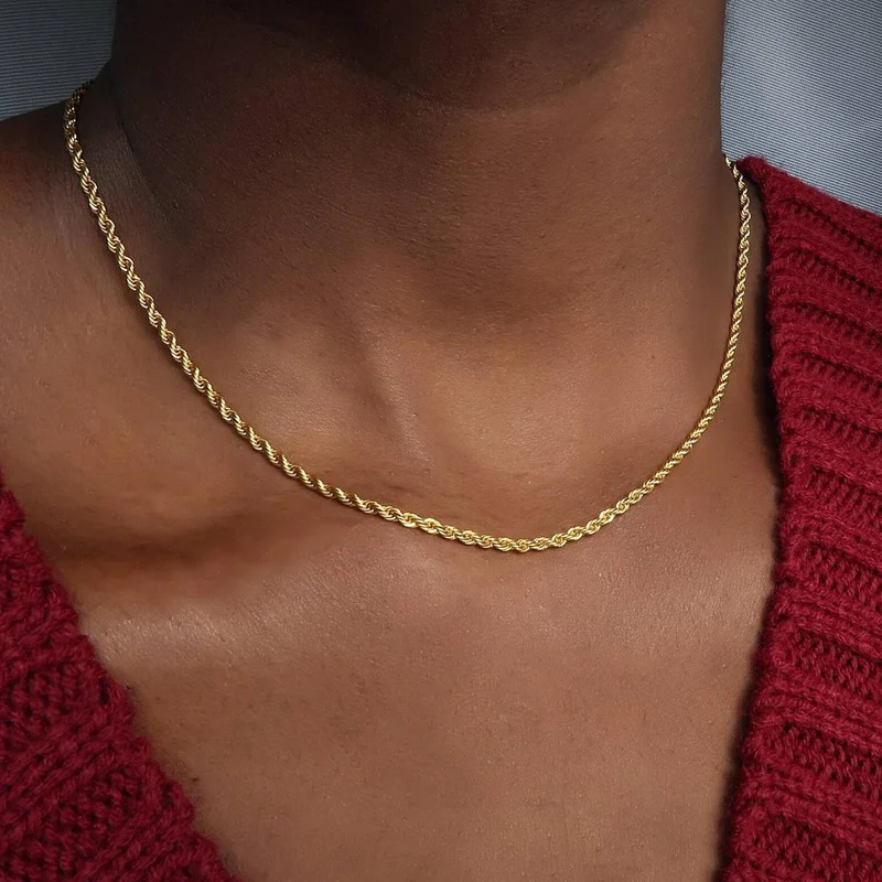 2021 Hot Fashion Rope Chain Women Necklace Stainless Steel Gold Color Chain Necklace For Women Jewelry Gift