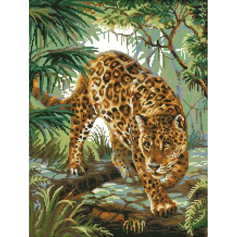 Leopard Pattern Cross Stitch Kit - DIY Handmade Needlework Set