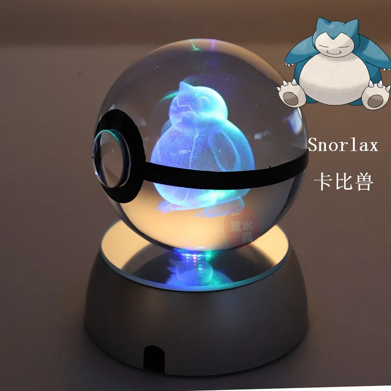 Anime Pokemon 3D Crystal Ball Snorlax Figure Pokeball Engraving Crystal Model with LED Light Base Kids Gift ANIME GIFT 3 Anime Pokemon 3D Crystal Ball Snorlax Figure Pokeball Engraving Crystal Model with LED Light Base Kids Gift ANIME GIFT 3