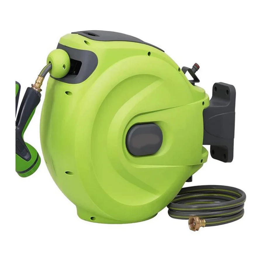 100ft automatic retractable garden hose pipe reel metal reel garden