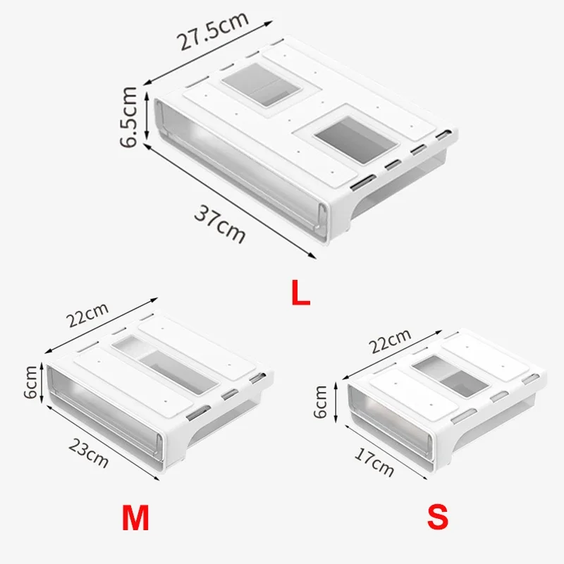 Office Storage Box Under Desk Hidden Drawer Clear Organizer Drawer Desk Supplies Holder Rack Memo Pen Stationery Storage Tray