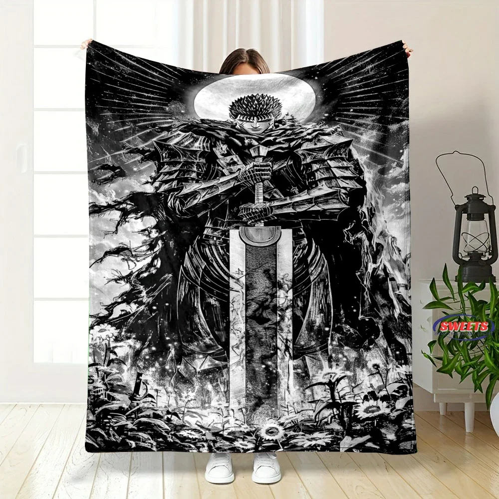NEW! 3D Classic B-Berserk Soft Flannel Blanket for Bed Bedroom Sofa Picnic,Warm Throw Blanket for Cover Outdoor Leisure Nap Trip 3
