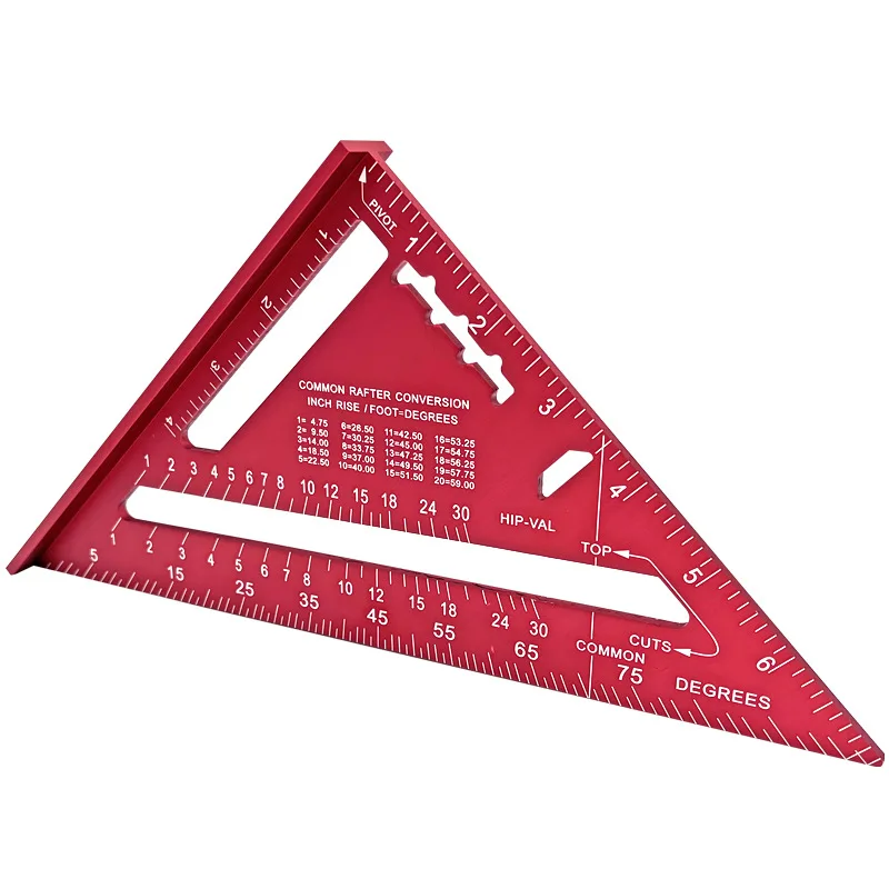 7 Inch 12 Metric Imperial Triangle Ruler 90 Degree Right Angle Aluminum Alloy Carpenter Measuring Square 4