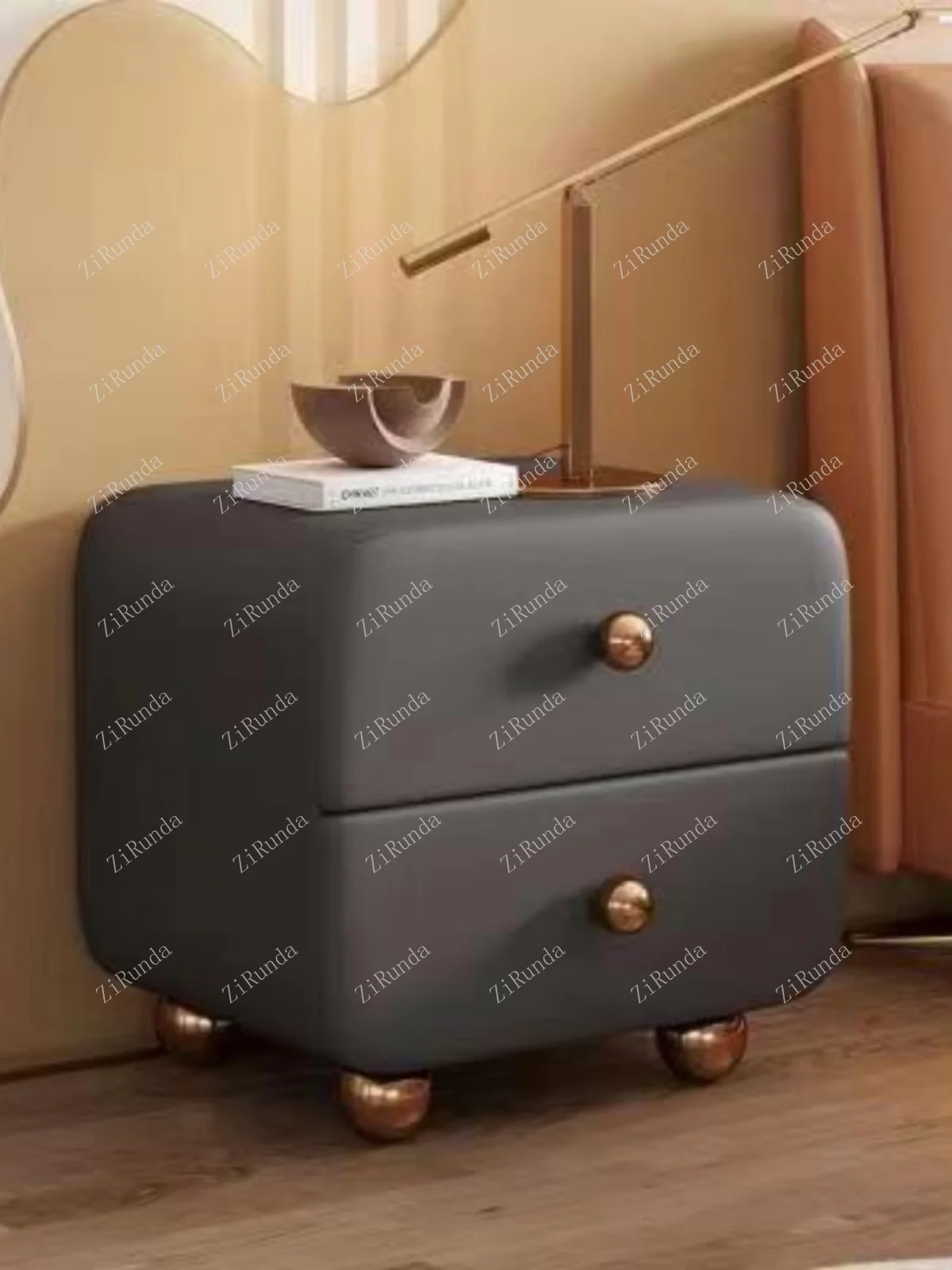 *Bedside table Small solid wood bedroom Easy installation-free household locker