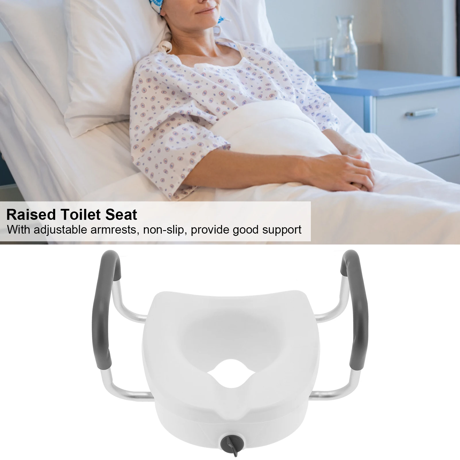 Raised Toilet Seat Raised Toilet Seat with Non‑Slip Adjustable Armrest Bathroom Supplies for Seniors Pregnant Women