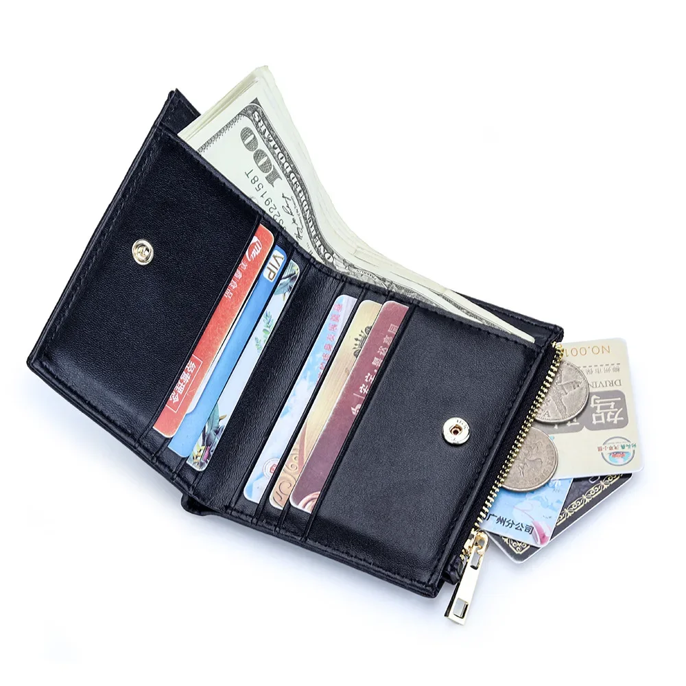 Wallets for Women Small Womens Wallet Quilted Leather Ladies Wallet with Card Holder & Zipper Coin Purse Genuine Leather Purse