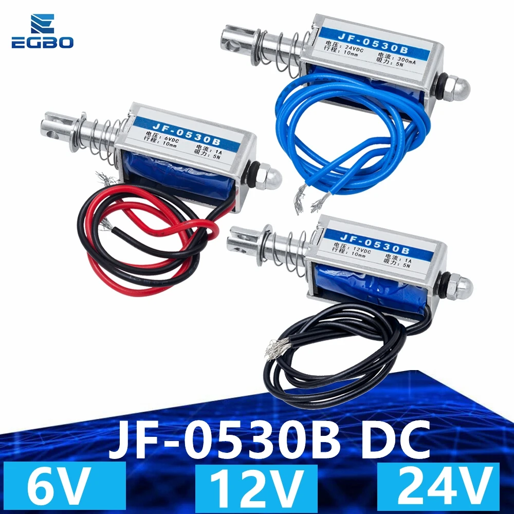 Électroaimant à Tirage/poussée JF-1039B - 10mm, 6V DC, Cadre Traversant