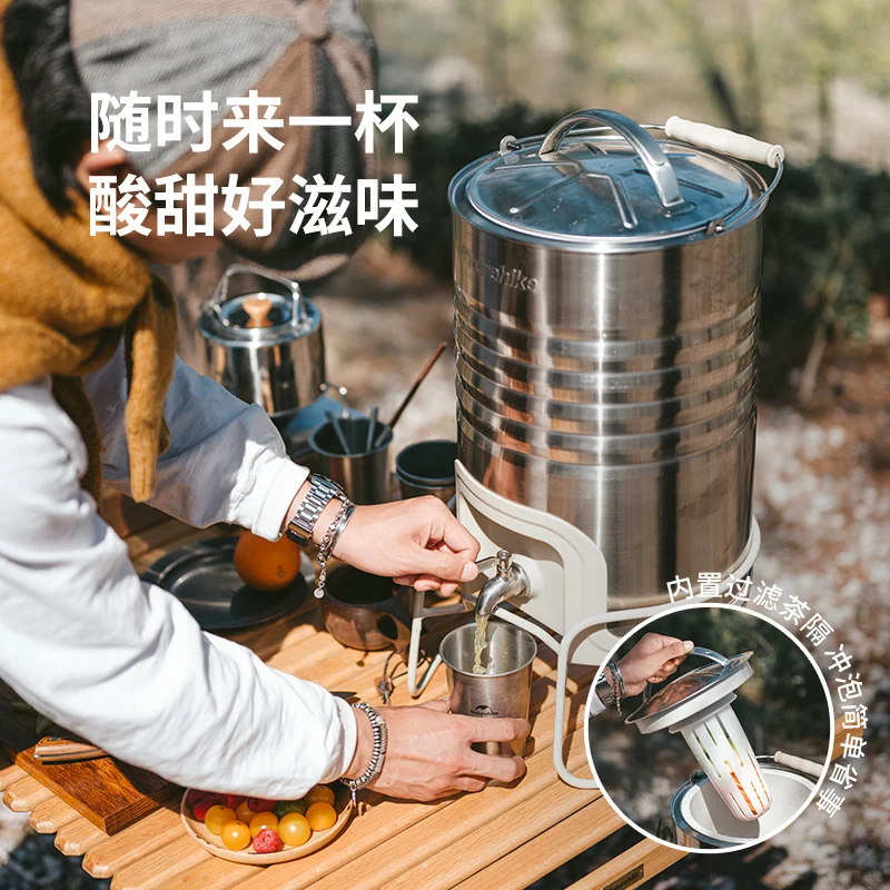 Naturehike Stainless Steel Retro Insulation Bucket Outdoor Camping Car Ice Bucket Water Storage