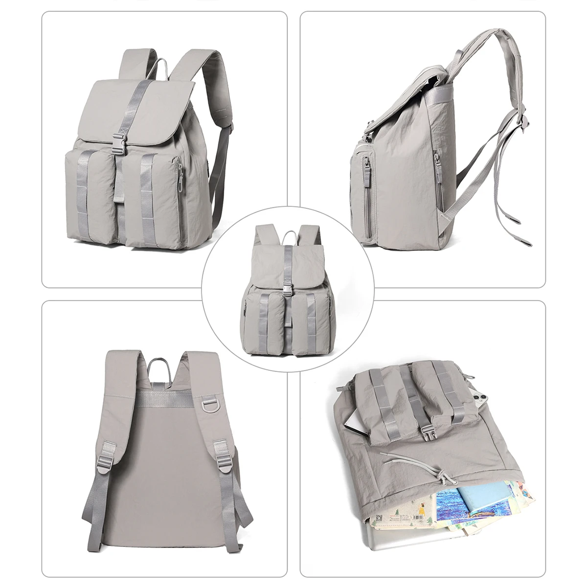 Drawstring Backpack for Women 2025 New Fashion Versatile Travel Lightweight Backpack Small Commuter Waterproof Small School Bag Couple Student Class