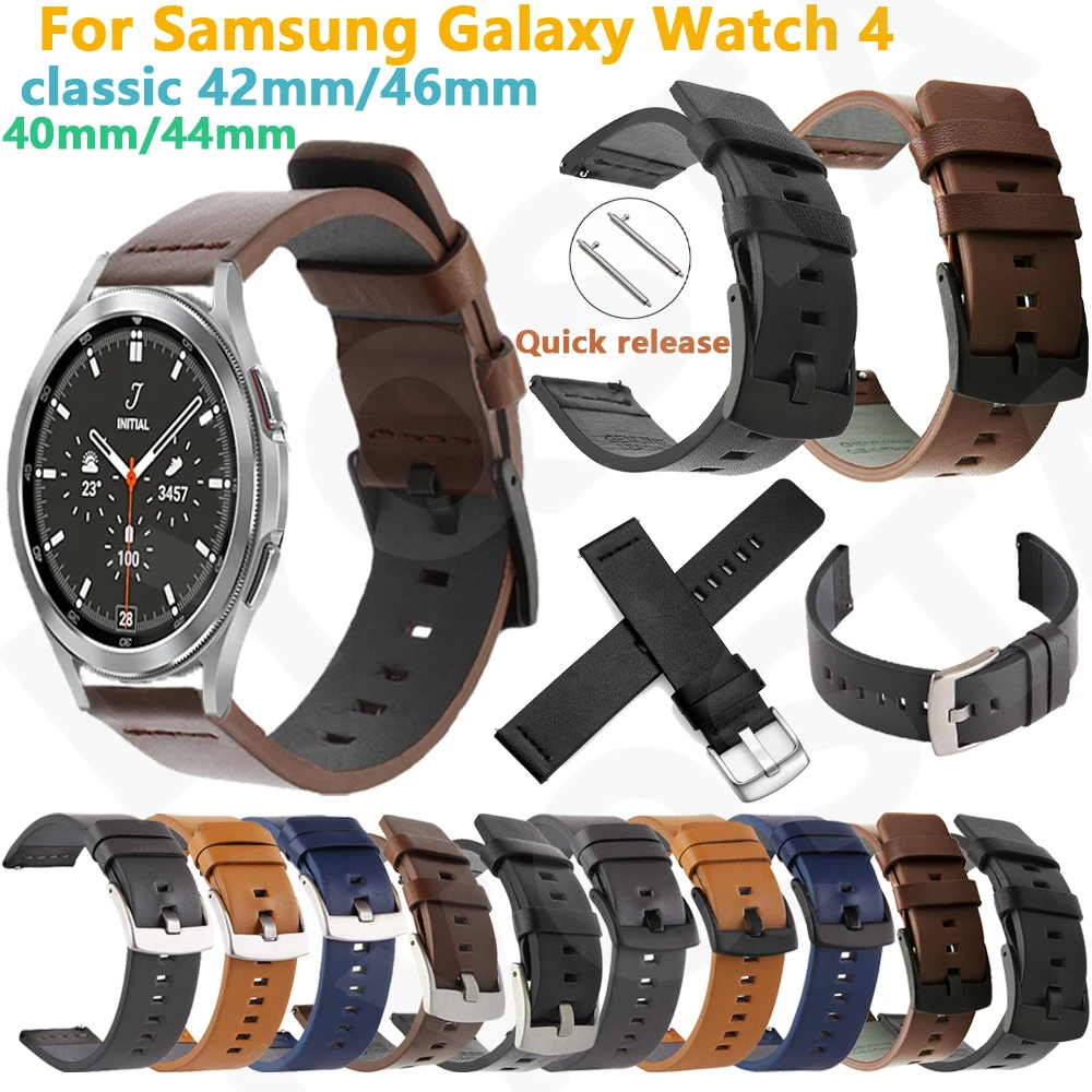

Новинка 20 мм умные часы мягкий кожаный ремешок для Samsung Galaxy Watch 4 40 44 мм 4 Classic 42 46 мм Wantchband браслет на запястье