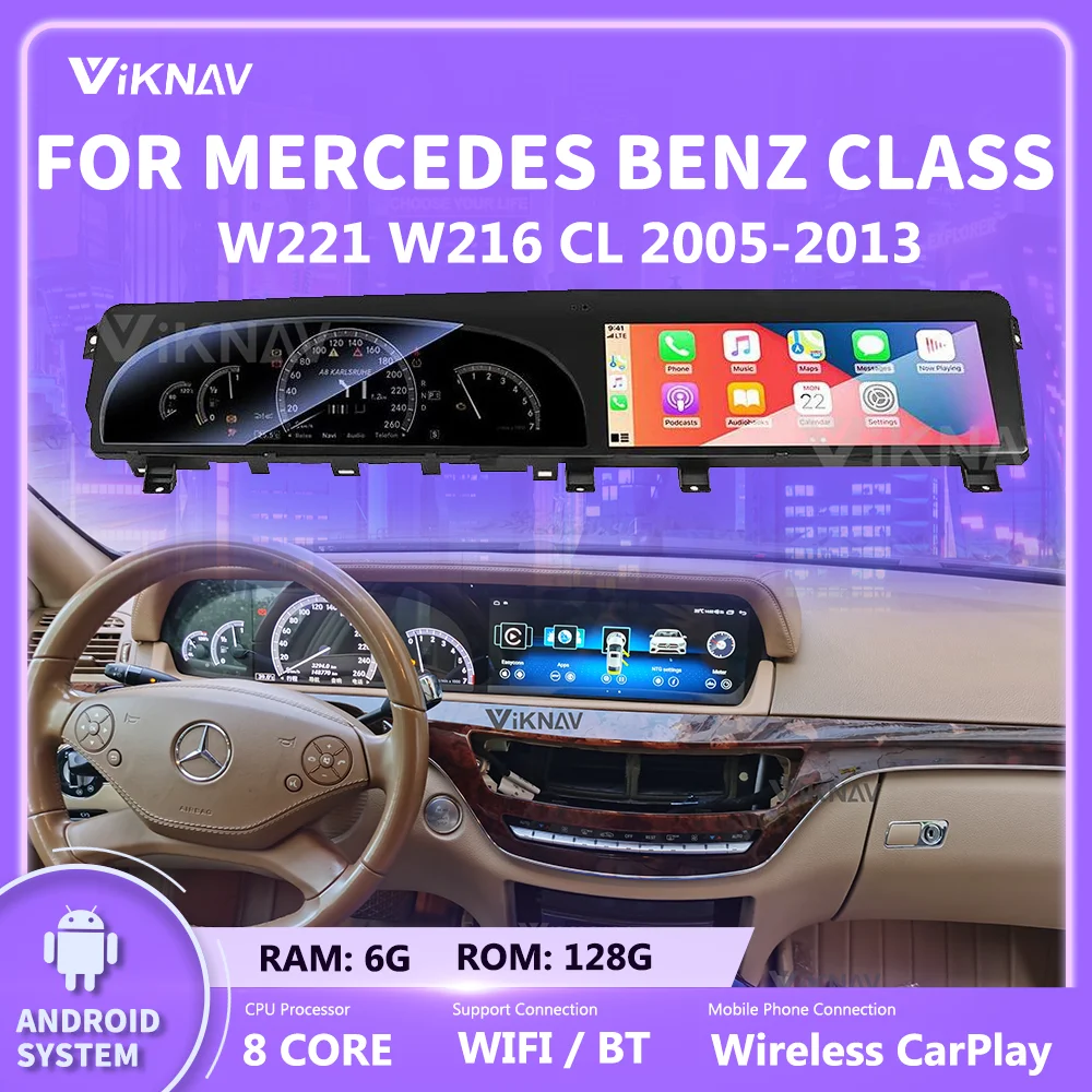 12 3 Inch Android Stereo Car Radio For Mercedes Benz S Class W221 W216 Cl 05 13 Auto Wireless Carplay 128g Multimedia Player Aliexpress